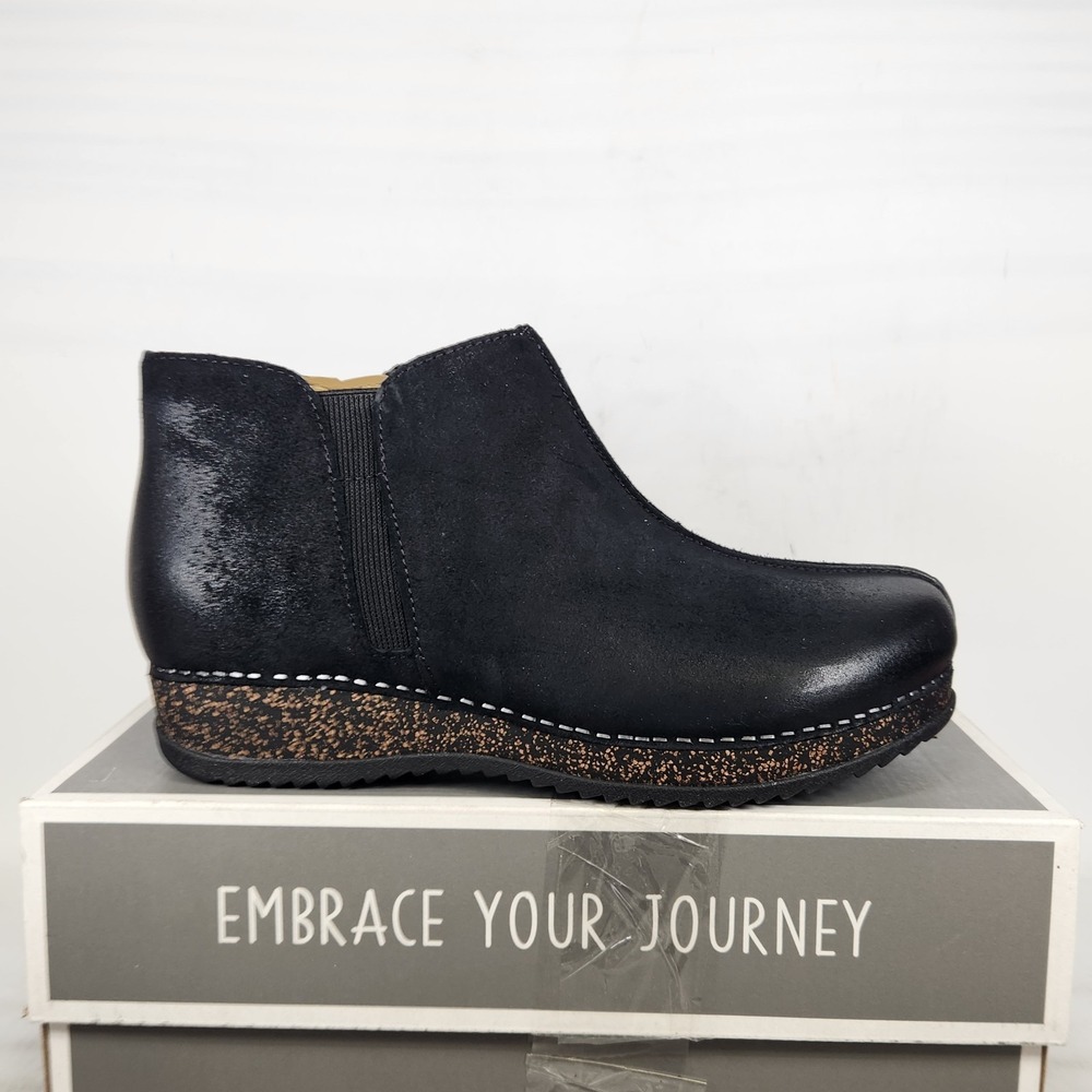 Dansko Makara Bootie Women Size 8.5-9 Black Burnished Suede Ankle Boots